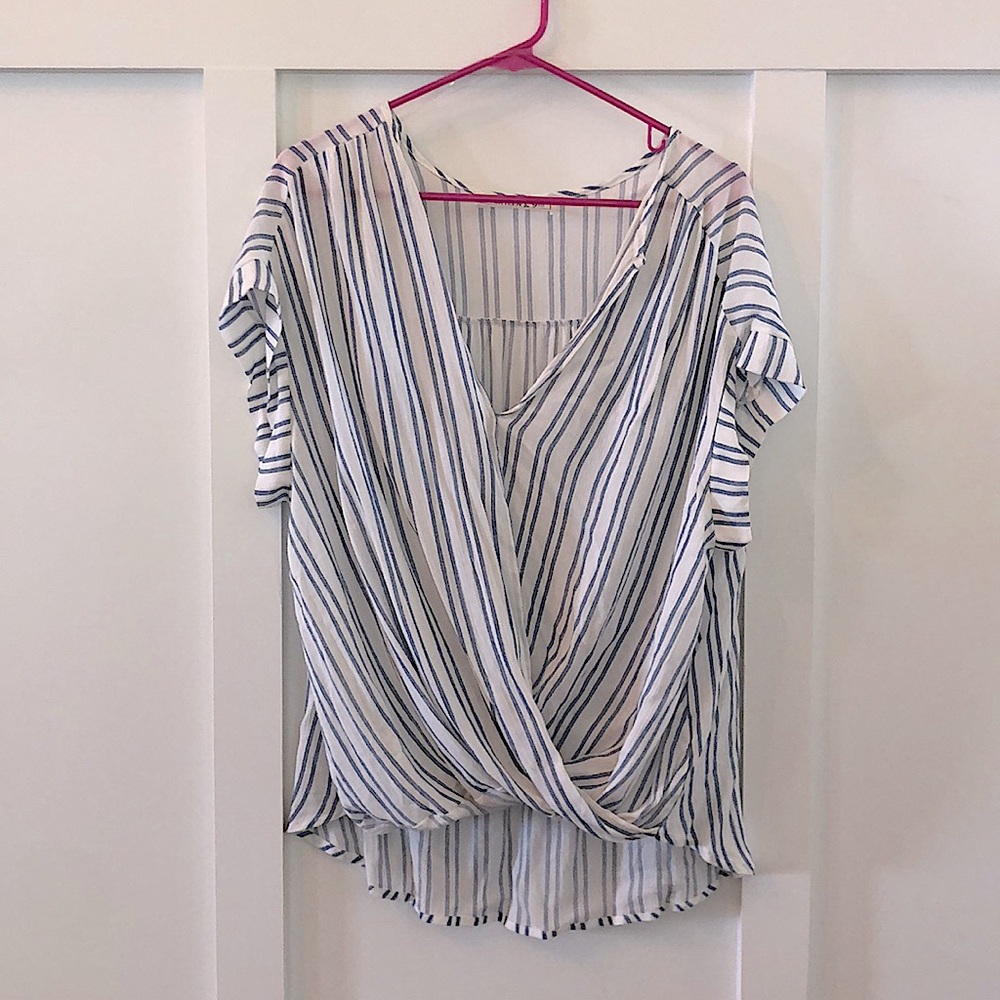 Blue and white striped top